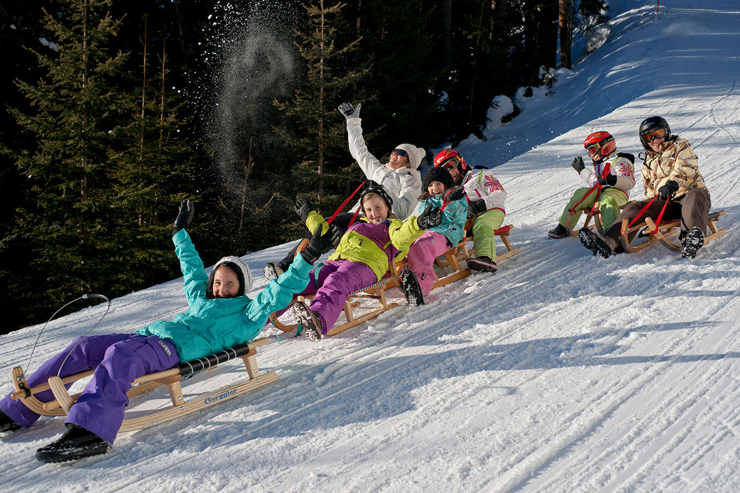 Tobogganing fun on a ski holiday