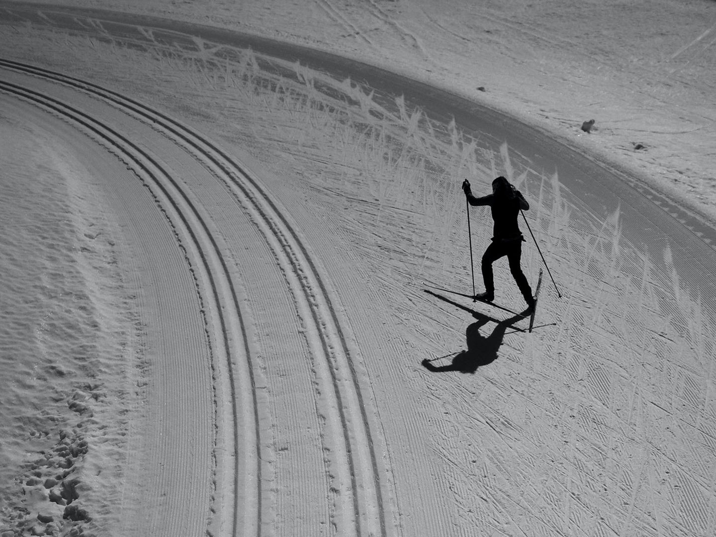 Cross-country skiing on a winter holiday in Paznaun, See, Ischgl